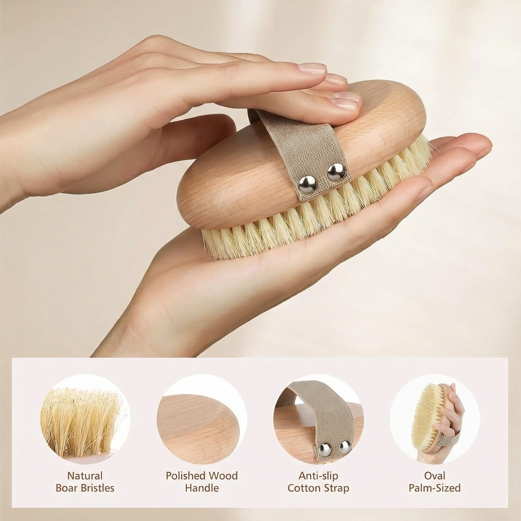 Natural Bristle Oval Body Brush