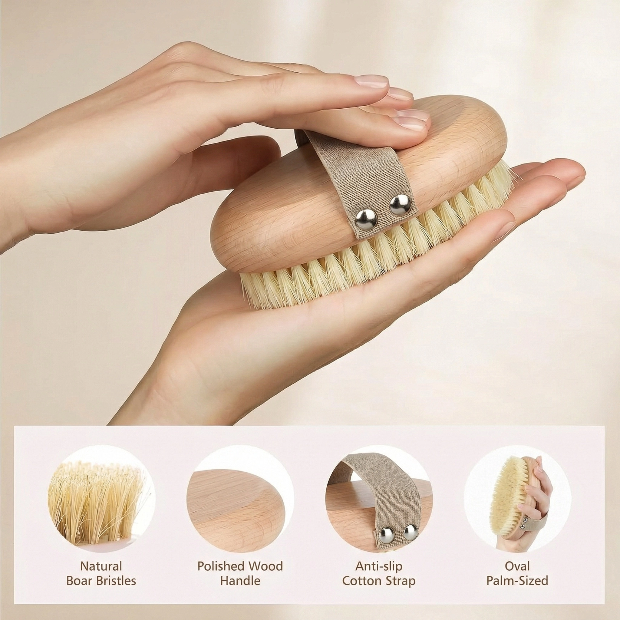 Natural Bristle Oval Body Brush