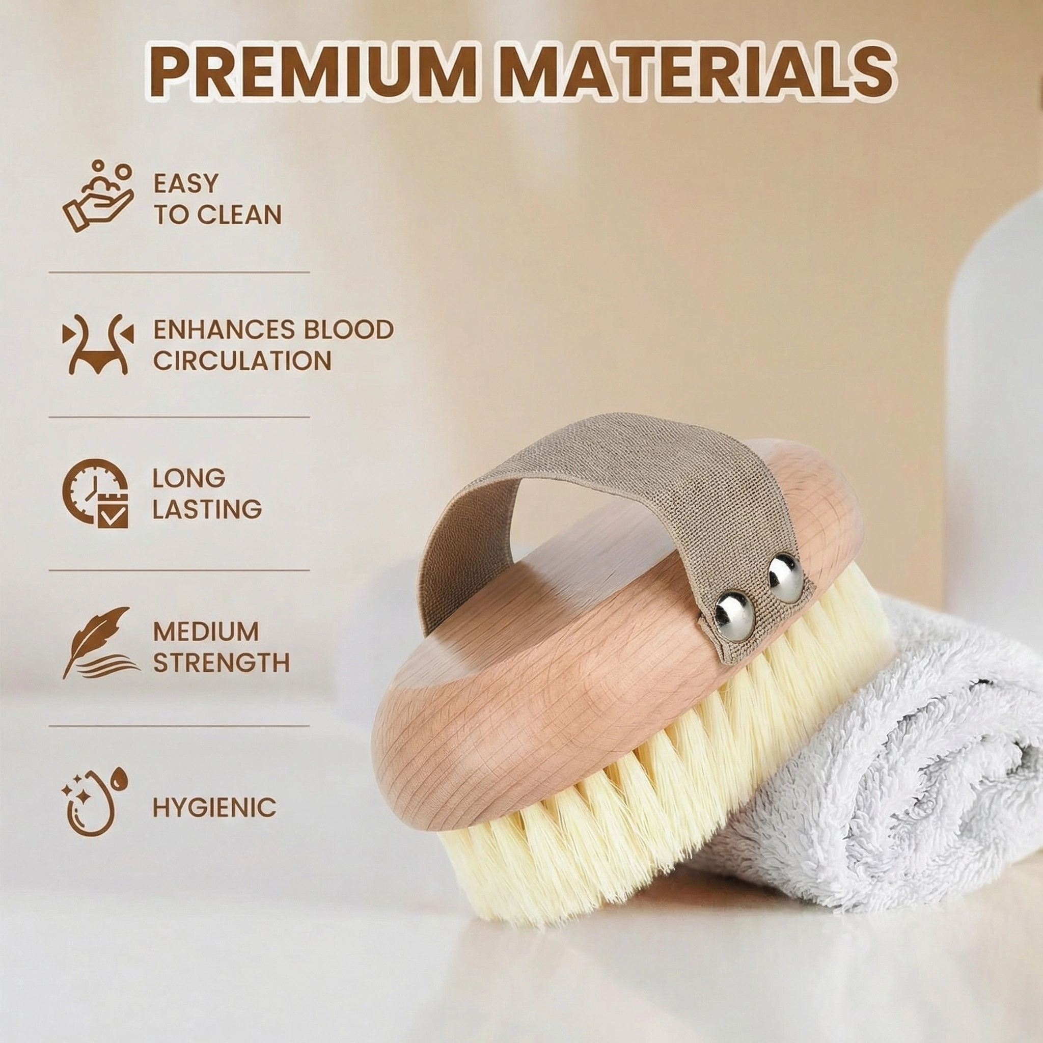 Natural Bristle Oval Body Brush